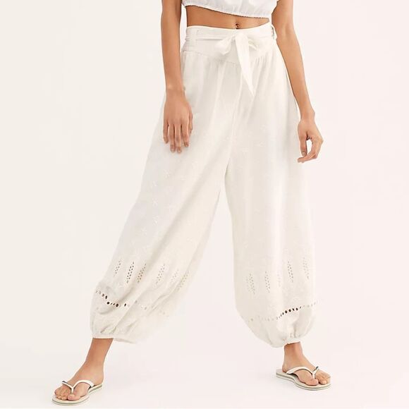 FREE PEOPLE DELILAH BELL PANTS NEW SIZE 6 IN IVORY - Picture 3 of 9